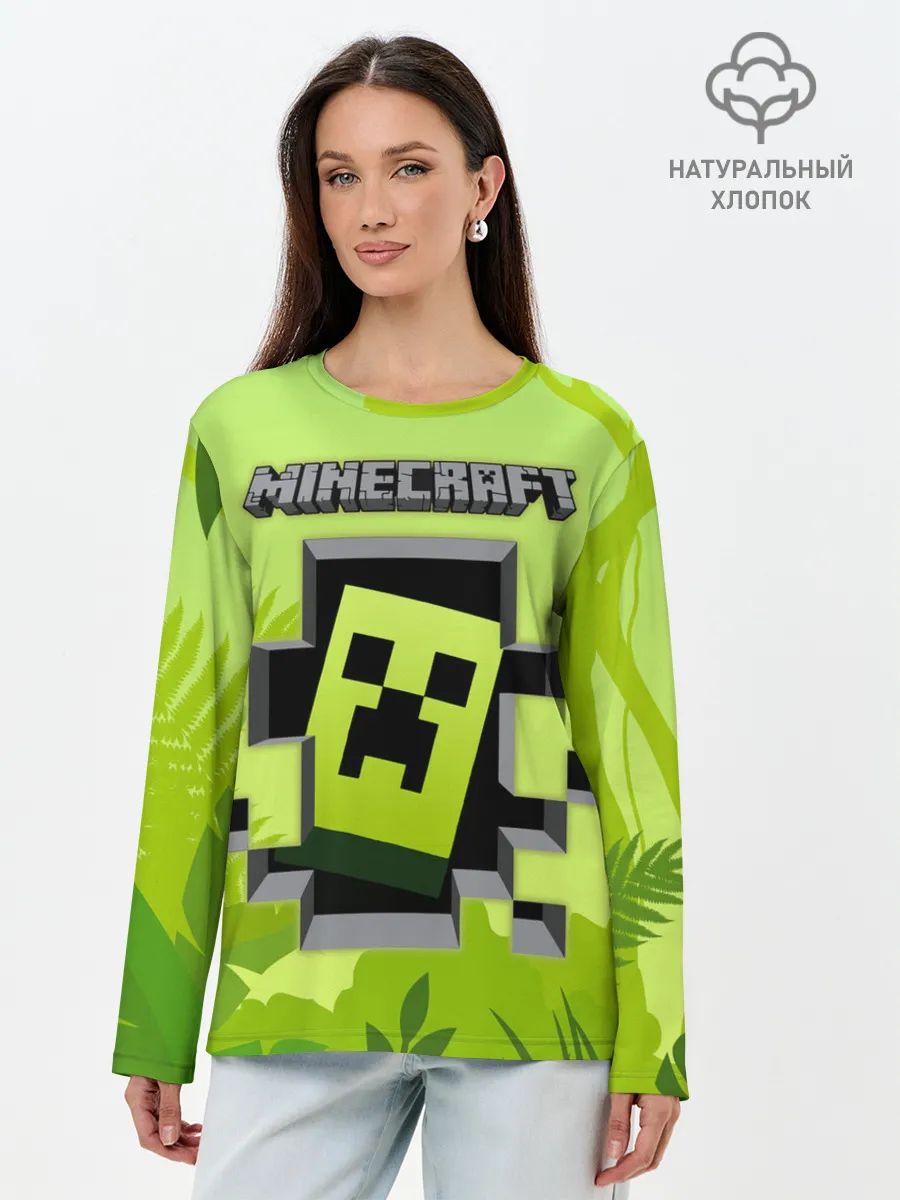 Лонгслив женский. Хлопок / Minecraft