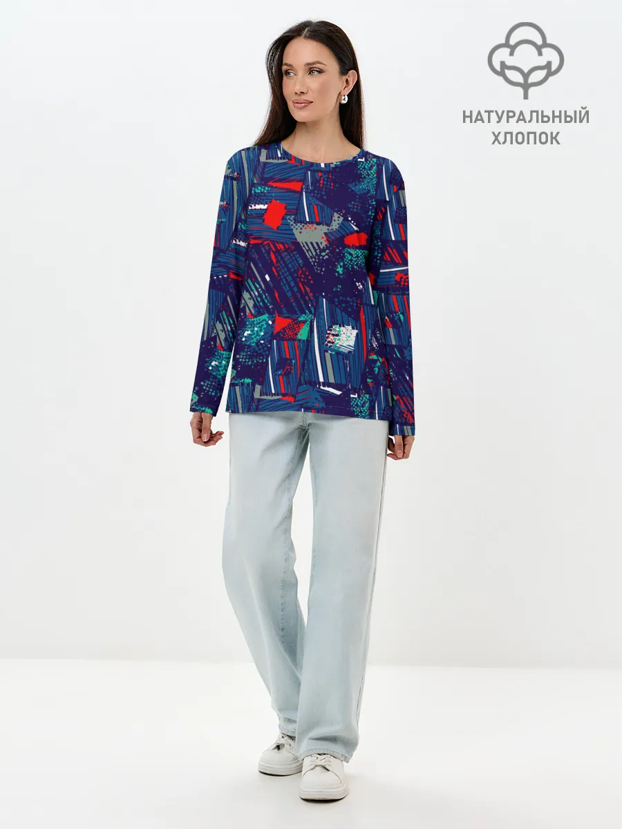 Лонгслив женский. Хлопок / Спортивный стиль