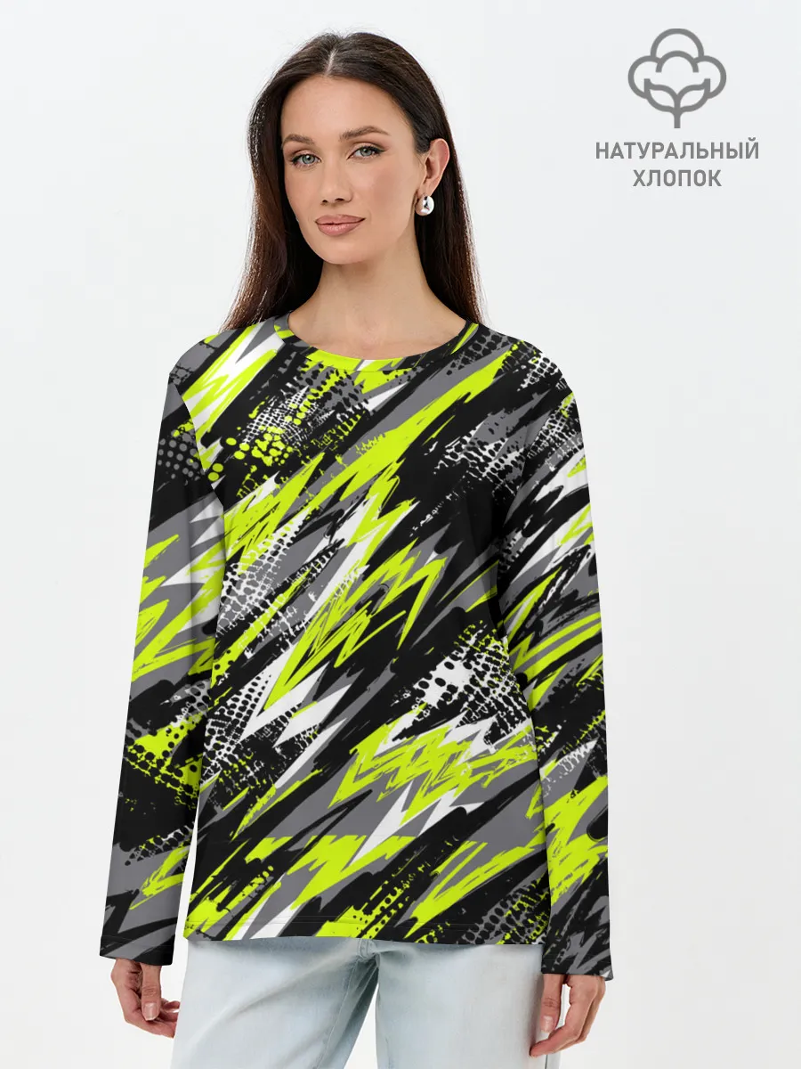 Лонгслив женский. Хлопок / Спортивный стиль