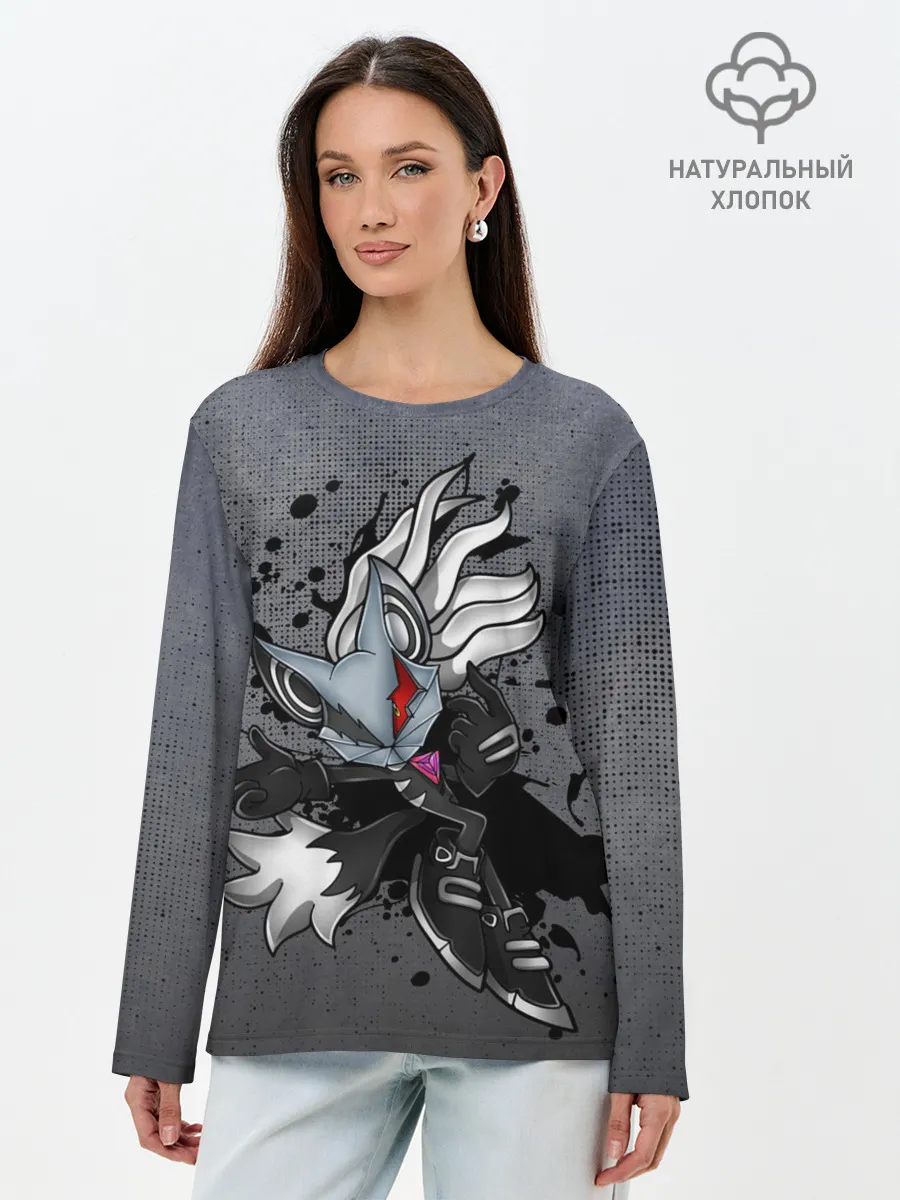 Лонгслив женский. Хлопок / Cat Sonic