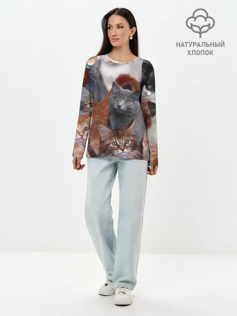 Лонгслив женский. Хлопок / КОТЯТКИ