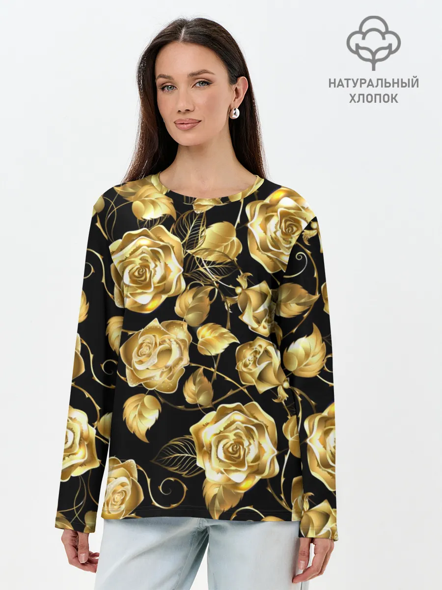 Лонгслив женский. Хлопок / Golden Roses