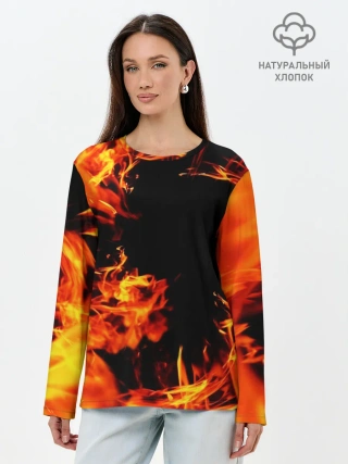 Лонгслив женский. Хлопок / ОГОНЬ | FIRE