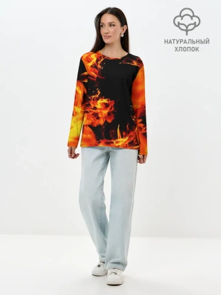 Лонгслив женский. Хлопок / ОГОНЬ | FIRE
