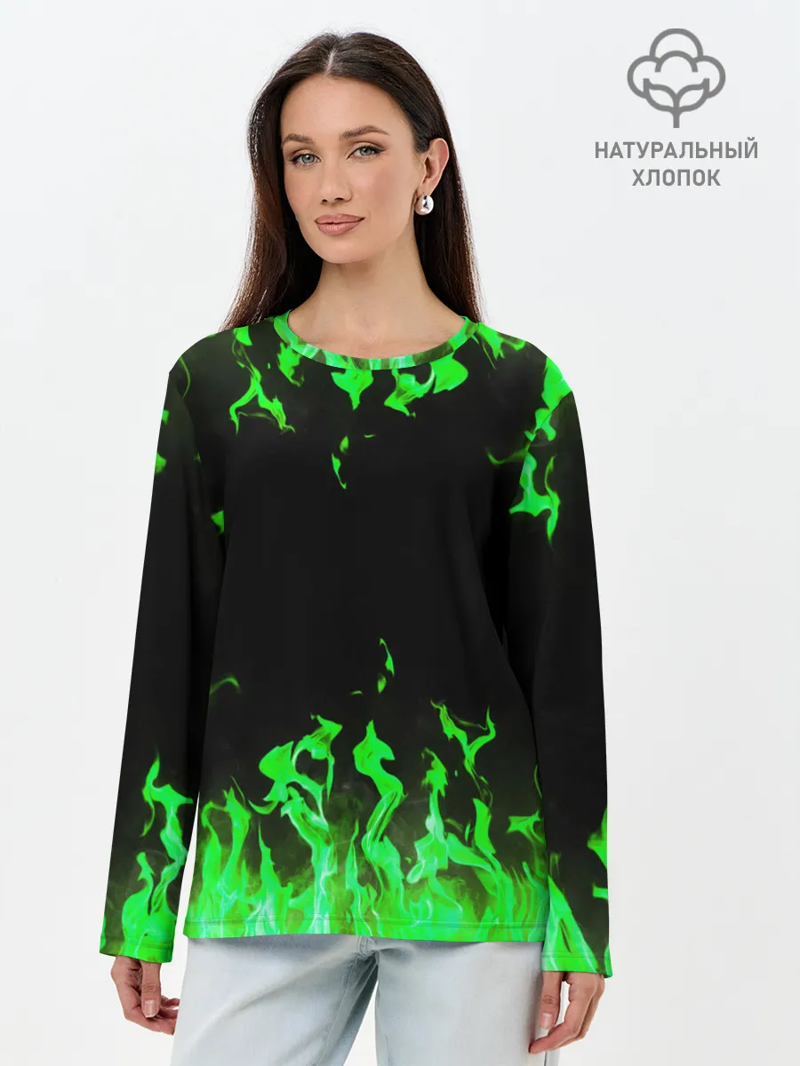 Лонгслив женский. Хлопок / GREEN FIRE | ОГОНЬ