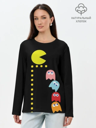 Лонгслив женский. Хлопок / Pac-man