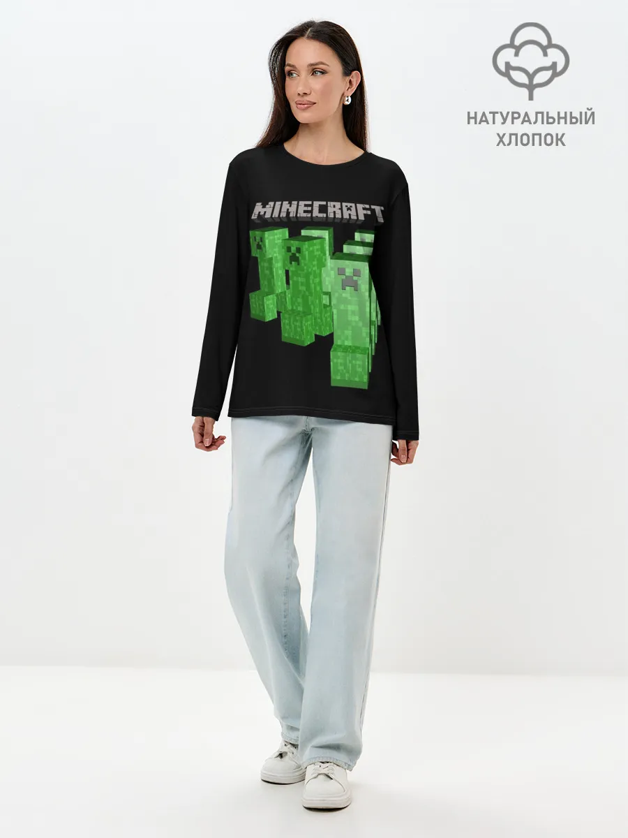 Лонгслив женский. Хлопок / MINECRAFT CREEPER
