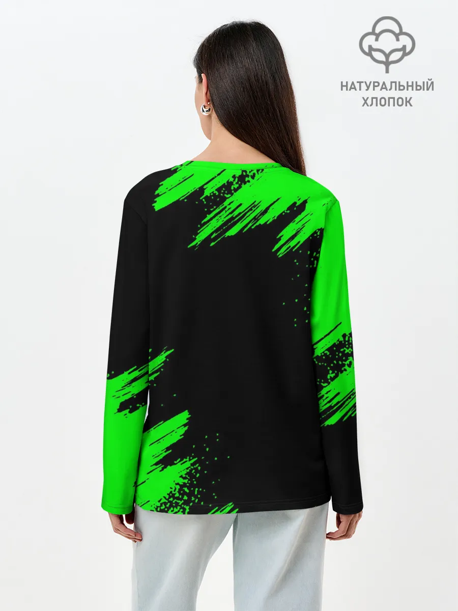 Лонгслив женский. Хлопок / MINECRAFT CREEPER CAT