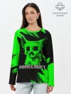 Лонгслив женский. Хлопок / MINECRAFT CREEPER CAT