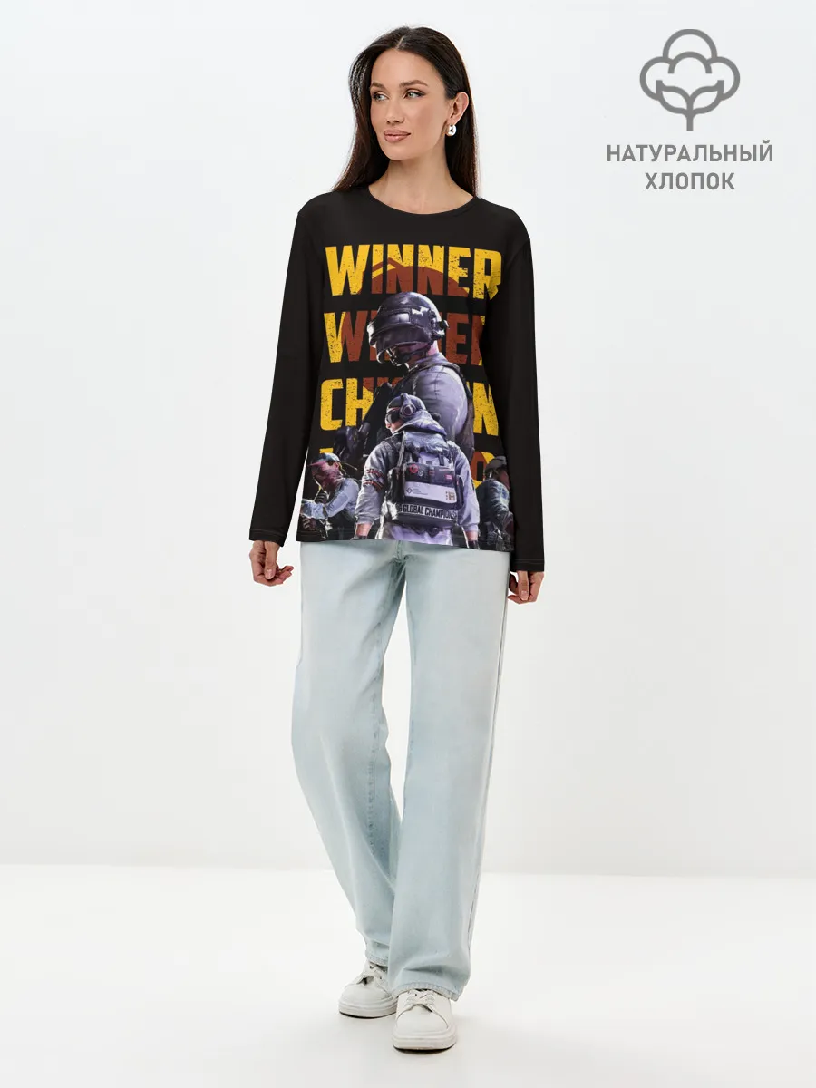 Лонгслив женский. Хлопок / PUBG | Winner Chicken