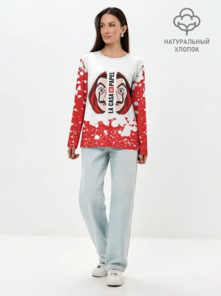 Лонгслив женский. Хлопок / Бумажный дом | La Casa de Papel