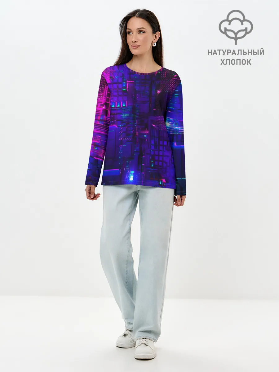 Лонгслив женский. Хлопок / NEON CUBES
