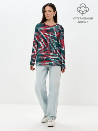 Лонгслив женский. Хлопок / Glitch микс