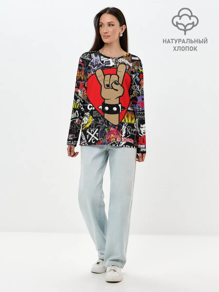 Лонгслив женский. Хлопок / Rock | Логотипы