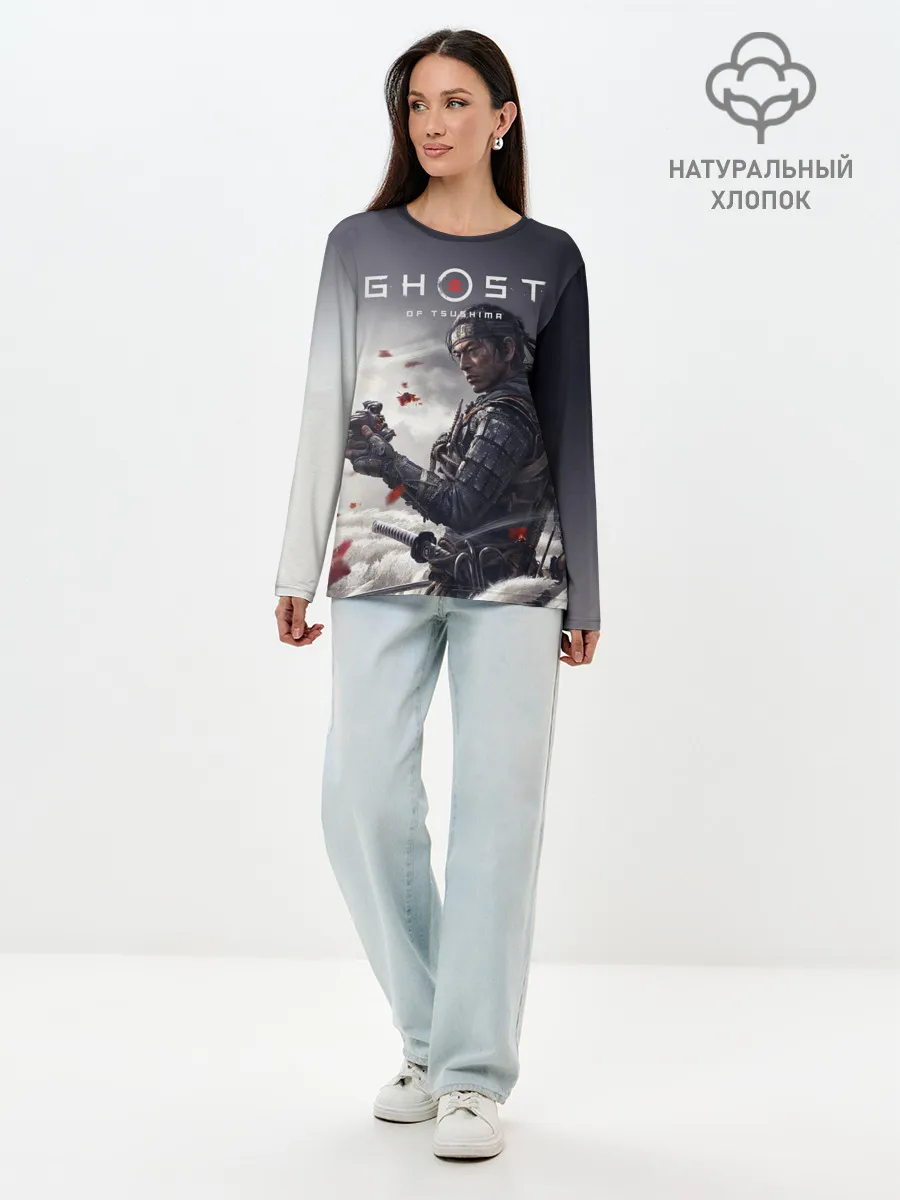 Лонгслив женский. Хлопок / Ghost of Tsushima