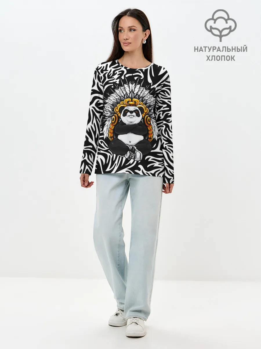 Лонгслив женский. Хлопок / Мудрая Панда
