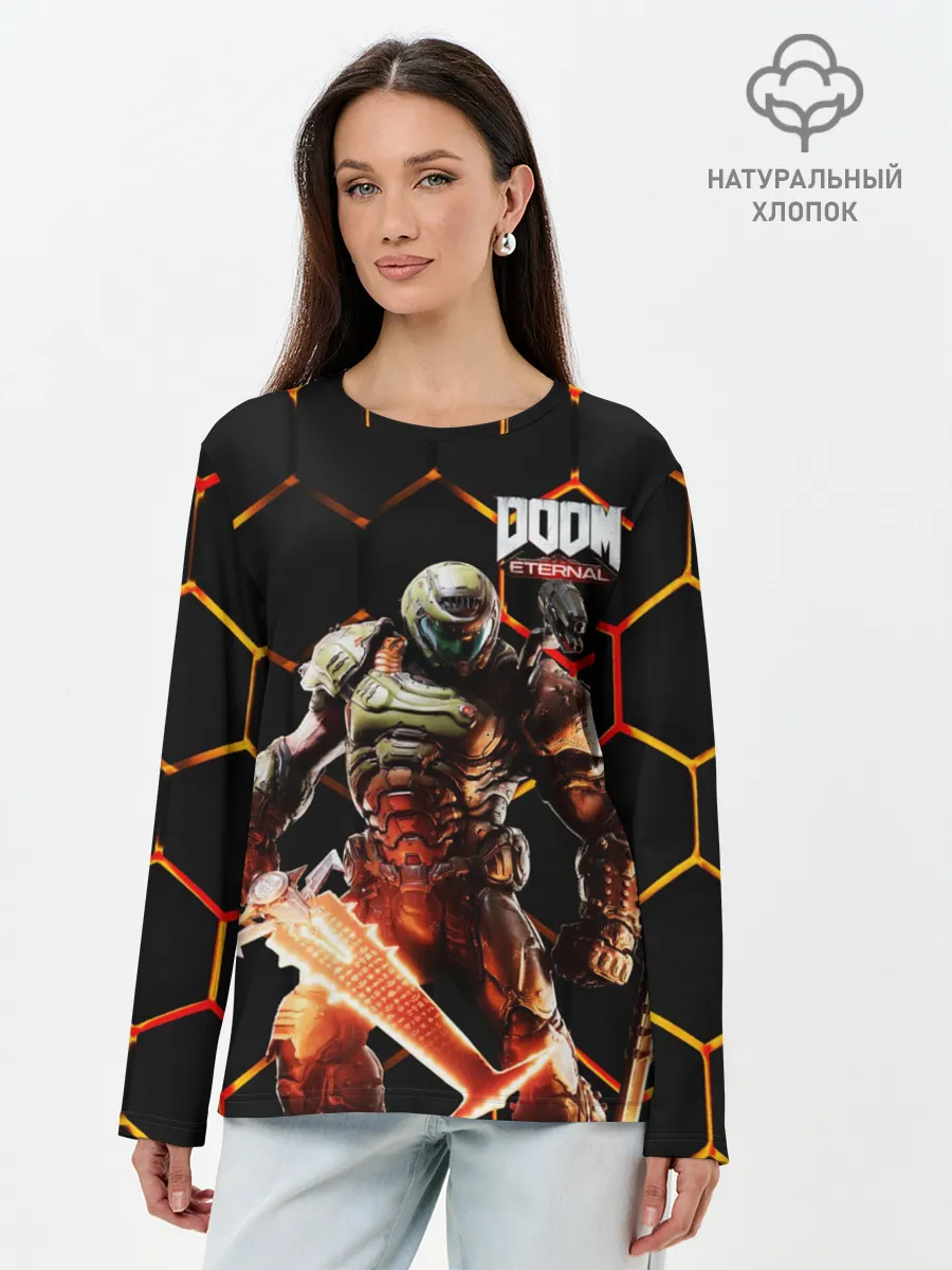 Лонгслив женский. Хлопок / DOOM | Броня