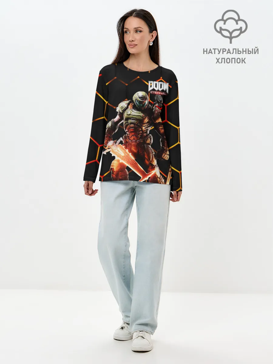 Лонгслив женский. Хлопок / DOOM | Броня