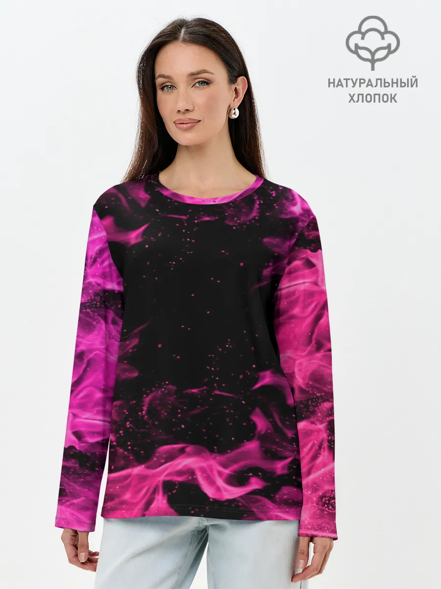 Лонгслив женский. Хлопок / ОГОНЬ НЕОН