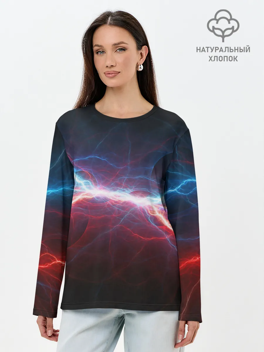 Лонгслив женский. Хлопок / СТОЛКНОВЕНИЕ МОЛНИЙ