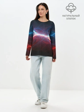 Лонгслив женский. Хлопок / СТОЛКНОВЕНИЕ МОЛНИЙ