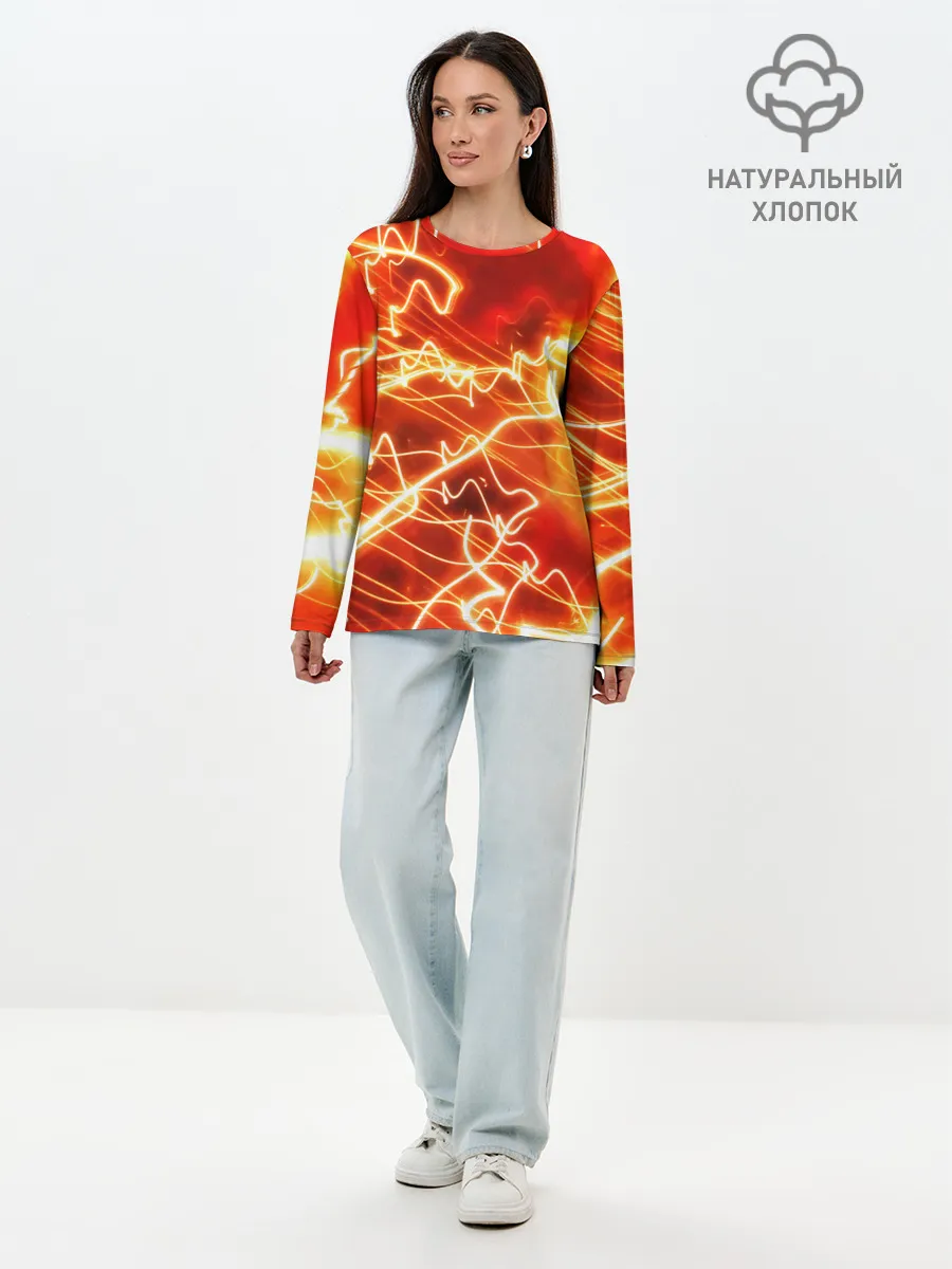 Лонгслив женский. Хлопок / ОГНЕННАЯ МОЛНИЯ