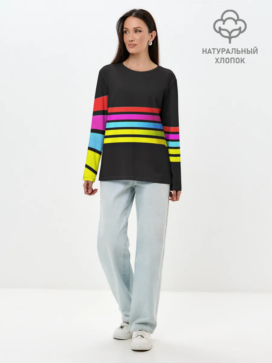 Лонгслив женский. Хлопок / NEON GEOMETRY