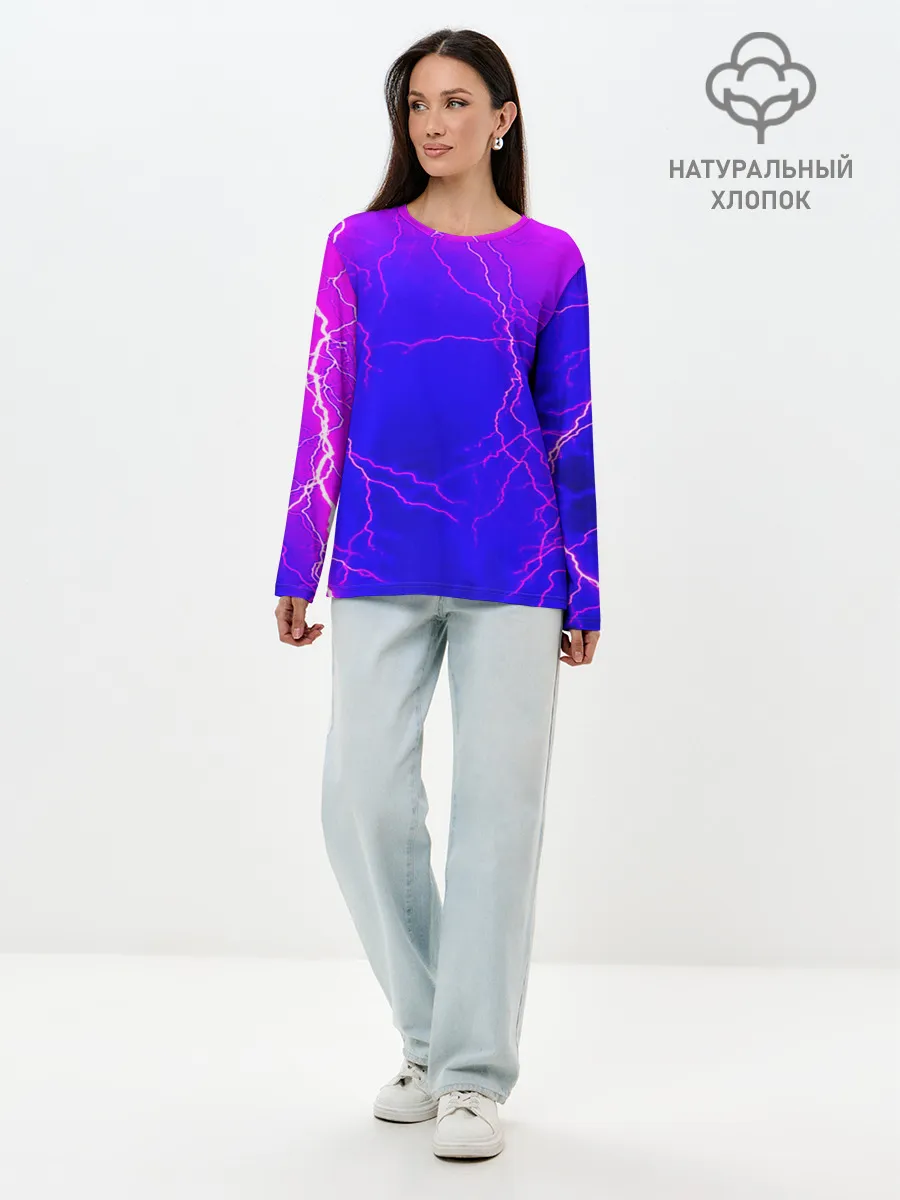 Лонгслив женский. Хлопок / НЕОНОВАЯ МОЛНИЯ
