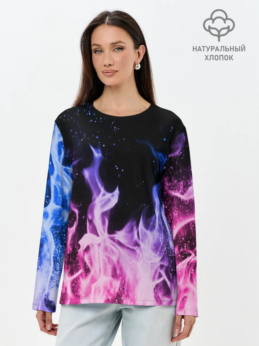 Лонгслив женский. Хлопок / НЕОНОВЫЙ ОГОНЬ