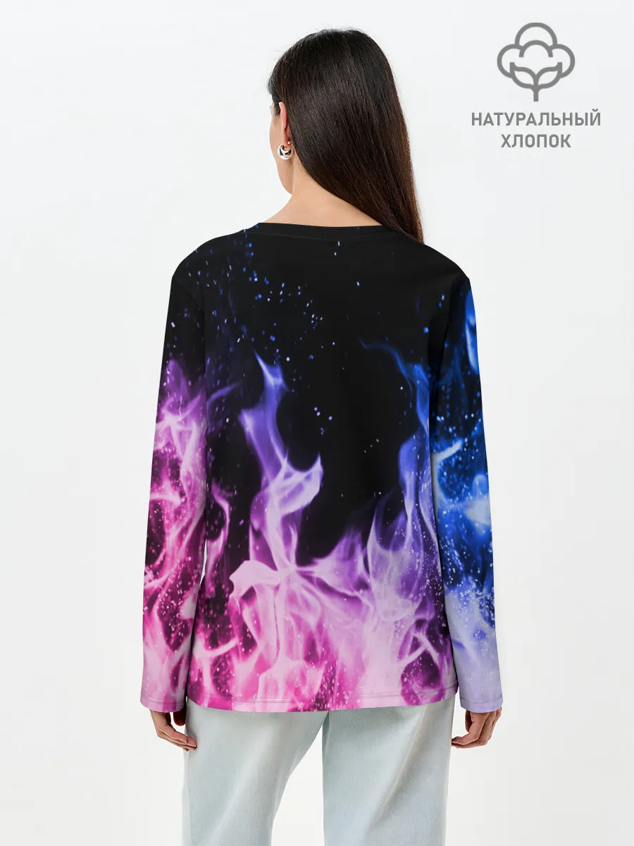 Лонгслив женский. Хлопок / НЕОНОВЫЙ ОГОНЬ