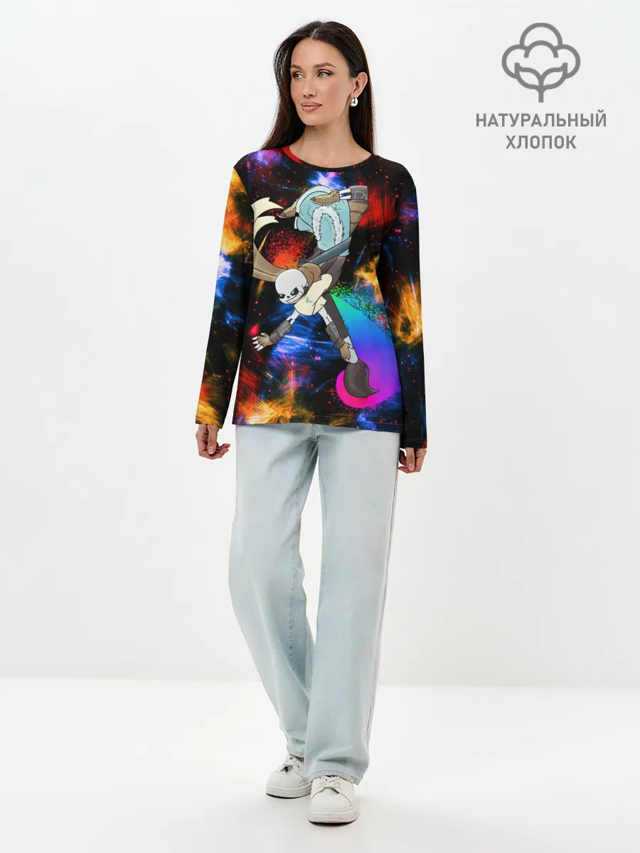 Лонгслив женский. Хлопок / Санс | Undertale