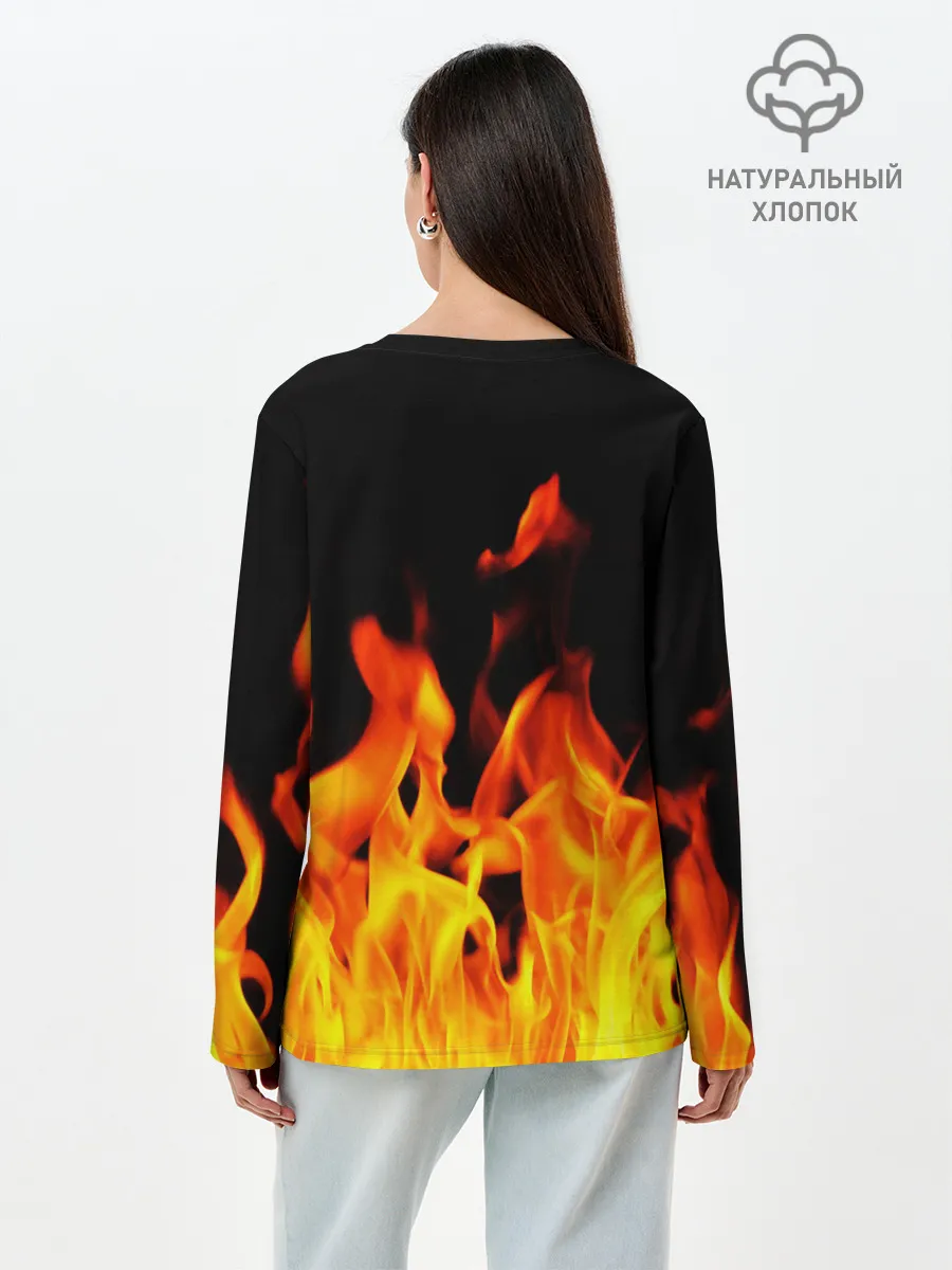 Лонгслив женский. Хлопок / ОГНЕННЫЙ