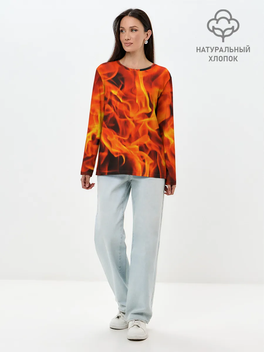 Лонгслив женский. Хлопок / ОГОНЬ