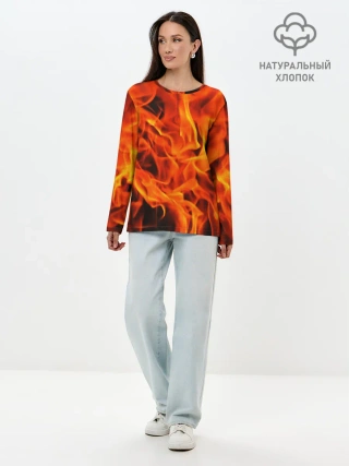 Лонгслив женский. Хлопок / ОГОНЬ
