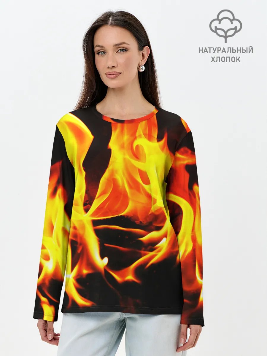 Лонгслив женский. Хлопок / В ОГНЕ