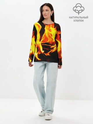 Лонгслив женский. Хлопок / В ОГНЕ