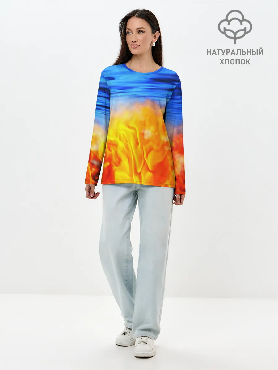 Лонгслив женский. Хлопок / ЛЕД И ПЛАМЯ
