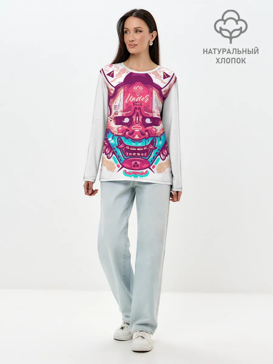 Лонгслив женский. Хлопок / Маска Ханья светлая