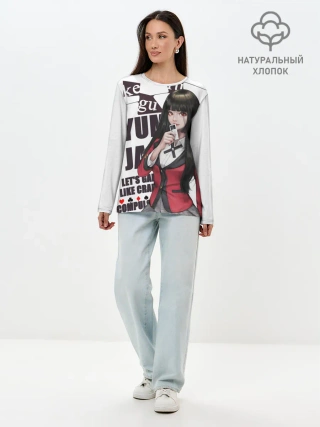 Лонгслив женский. Хлопок / Kakegurui пики в темноте