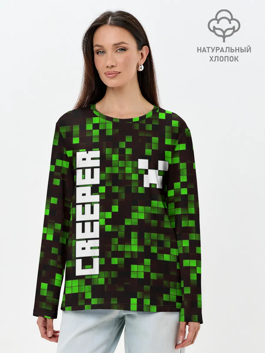 Лонгслив женский. Хлопок / MINECRAFT CREEPER