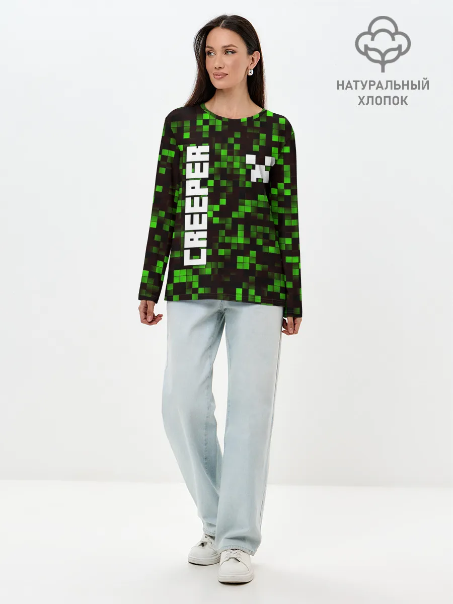 Лонгслив женский. Хлопок / MINECRAFT CREEPER