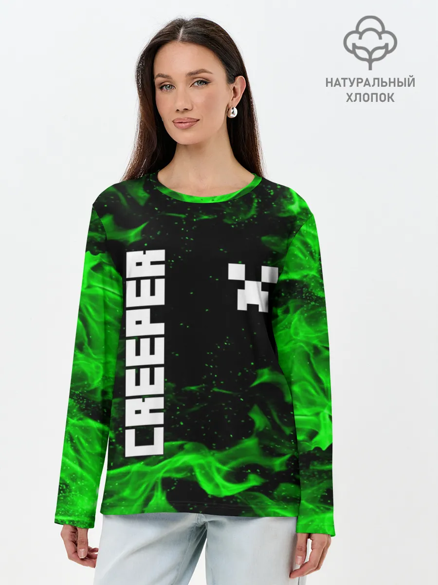 Лонгслив женский. Хлопок / MINECRAFT CREEPER