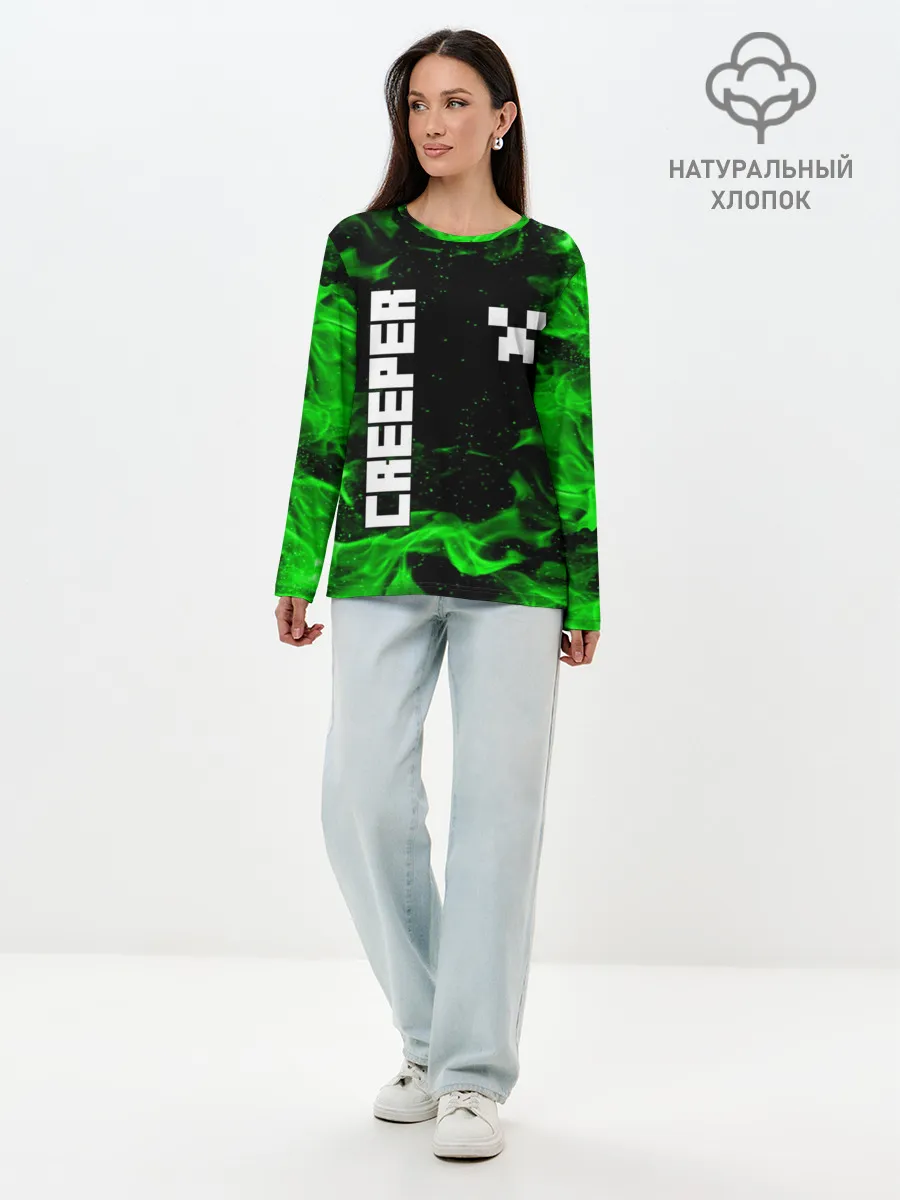 Лонгслив женский. Хлопок / MINECRAFT CREEPER