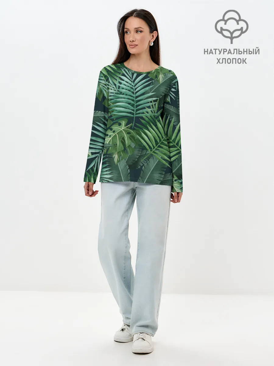 Лонгслив женский. Хлопок / Тропики