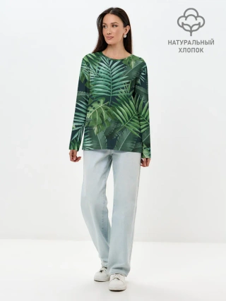 Лонгслив женский. Хлопок / Тропики