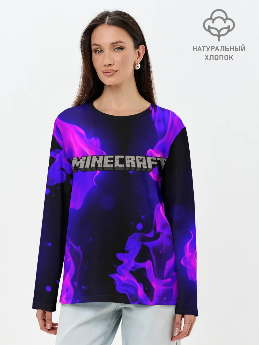 Лонгслив женский. Хлопок / MINECRAFT