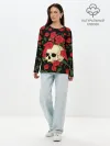 Лонгслив женский. Хлопок / Skull | Roses