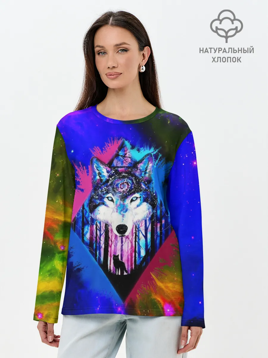 Лонгслив женский. Хлопок / Cosmo Wolf