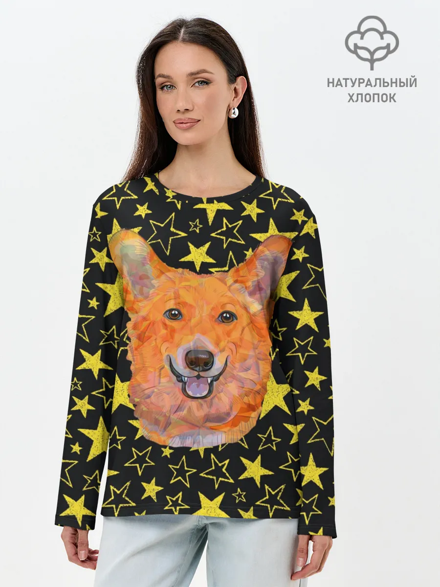 Лонгслив женский. Хлопок / Corgi | Stars