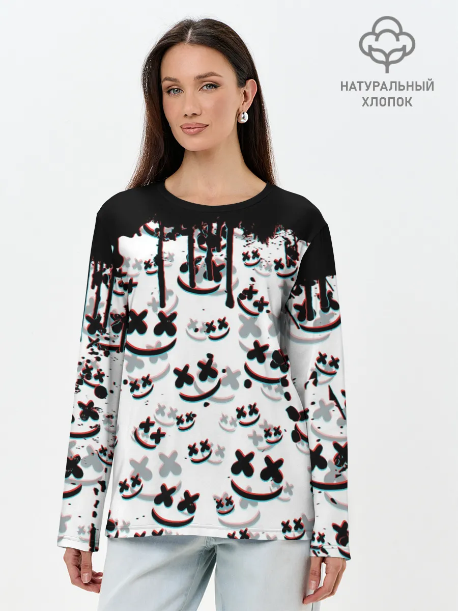 Лонгслив женский. Хлопок / MARSHMELLO GLITCH